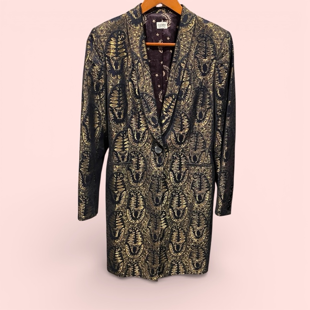 Creepy whimsigoth vintage 90s baroque celestial moon Ozbek lux long blazer Italy - Picture 2 of 16